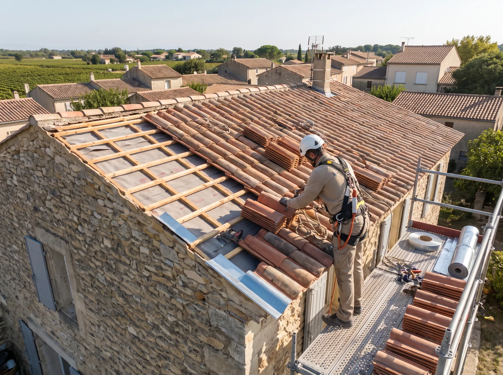 Réfection d'une toiture en tuiles par Entreprise Escos